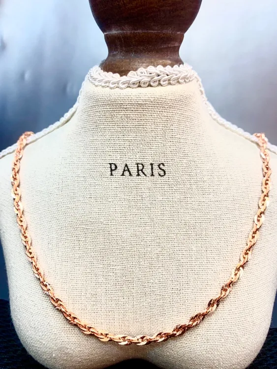 铜合金项链 手工批花雕刻洋气欧美风高档仿真抗过敏玫瑰金项链