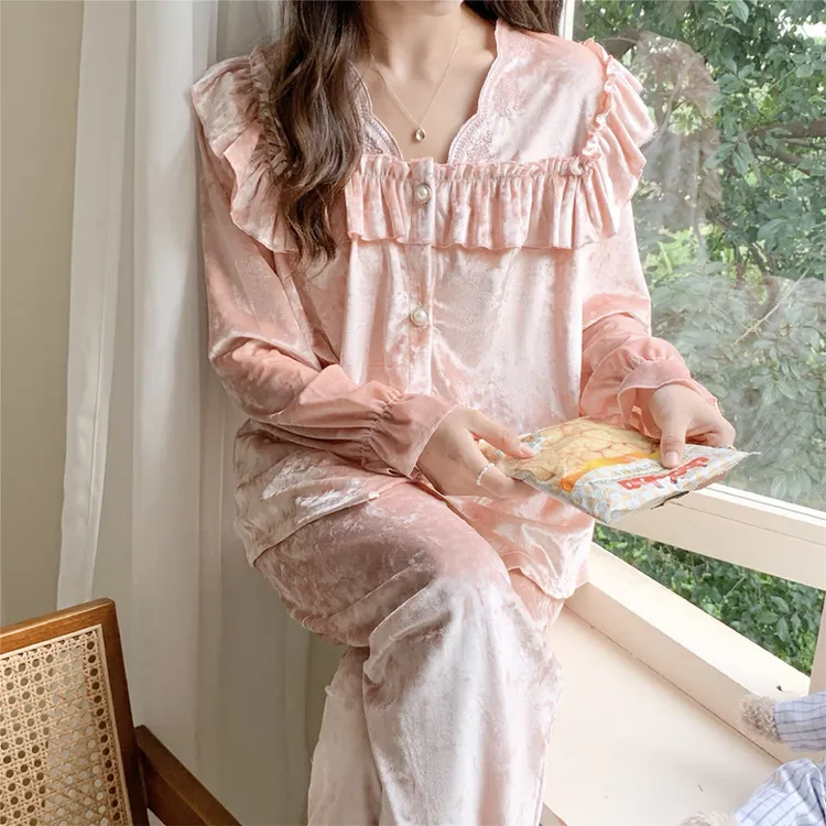 睡衣女春秋长袖套装小香风甜美女士秋冬可外穿家居服88