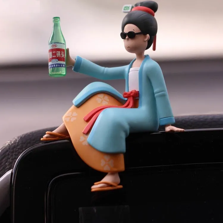 新款中秋礼超级精品摆件墨镜李清照国风潮玩古代仕女车载摆件手办