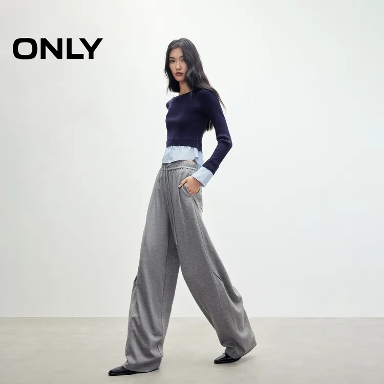 ONLY2025秋季新款慵懒风香蕉阔腿裤设计长裤休闲裤女|125314025