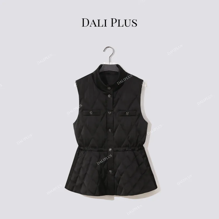 DALI PLUS“菱形格轻奢设计”95鹅绒短款羽绒服马甲-D5ST1490