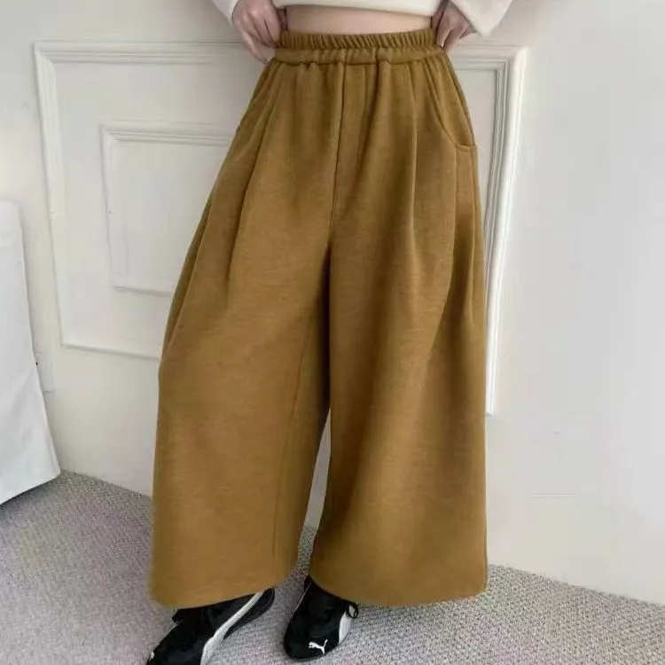美美➕25013九分泡芙裤 韩版羊`毛呢休闲裤