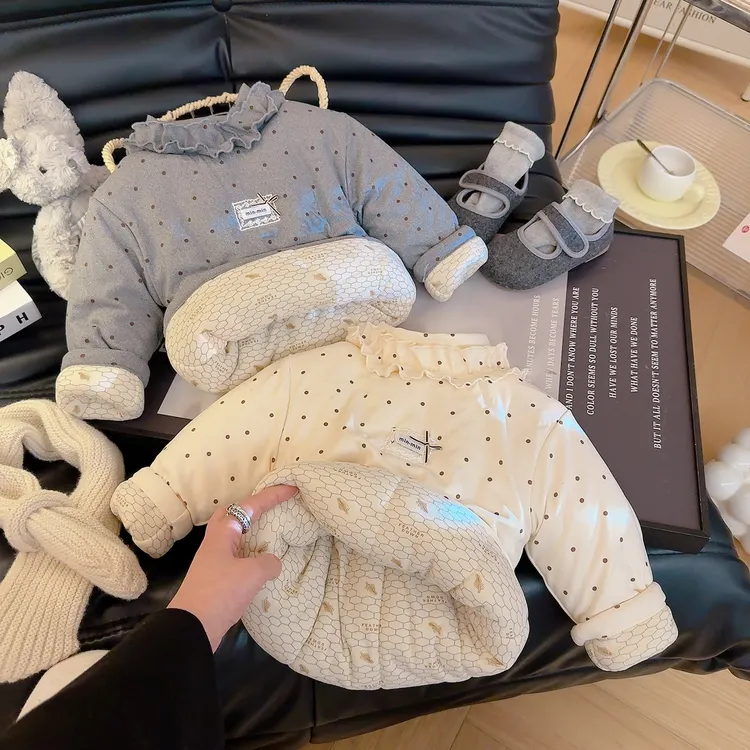 【温变内里 三层夹棉】儿童冬季波点棉袄三层加厚保暖上衣夹棉上衣