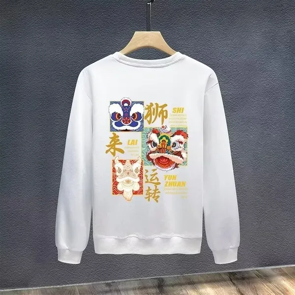 2024新款加绒加厚时尚男秋冬潮流舞狮重磅春秋休闲秋季情侣外套