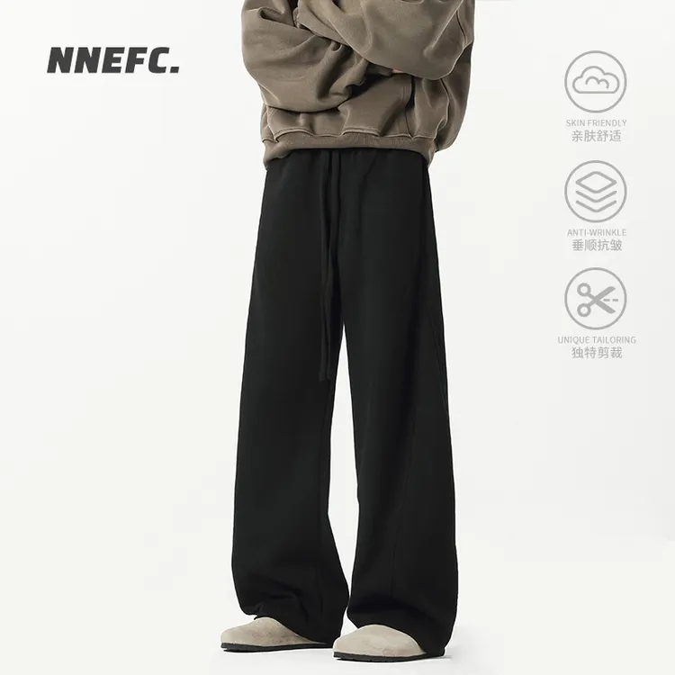 NNEFC美式高街弯刀卫裤男春夏季新款潮牌重磅黑色运动休闲直筒裤商品图