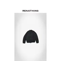 【RENATHING】立领牛角扣针织开衫