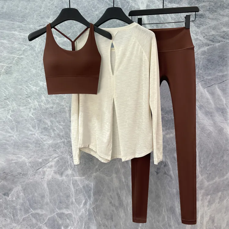 2025新款健身服套装高级感秋冬显瘦速干长袖宽松瑜伽服运动罩衫