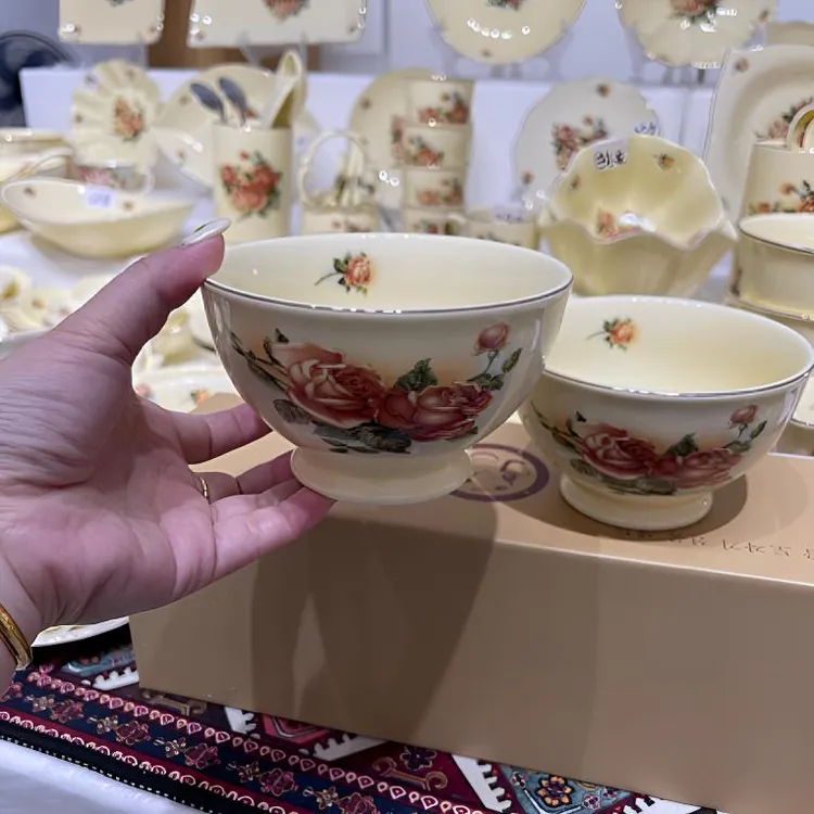高脚米饭碗4.8英寸口径12.2cm高7.5cm大众欧式碗精美高档饭碗汤碗
