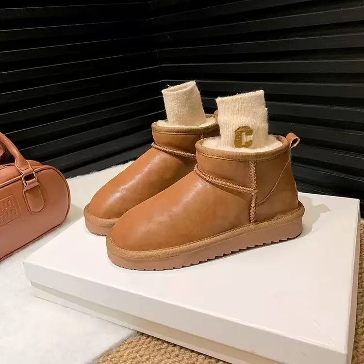 11 UDZ 免打理牛皮加厚防滑一脚蹬周冬雨同款雪地靴