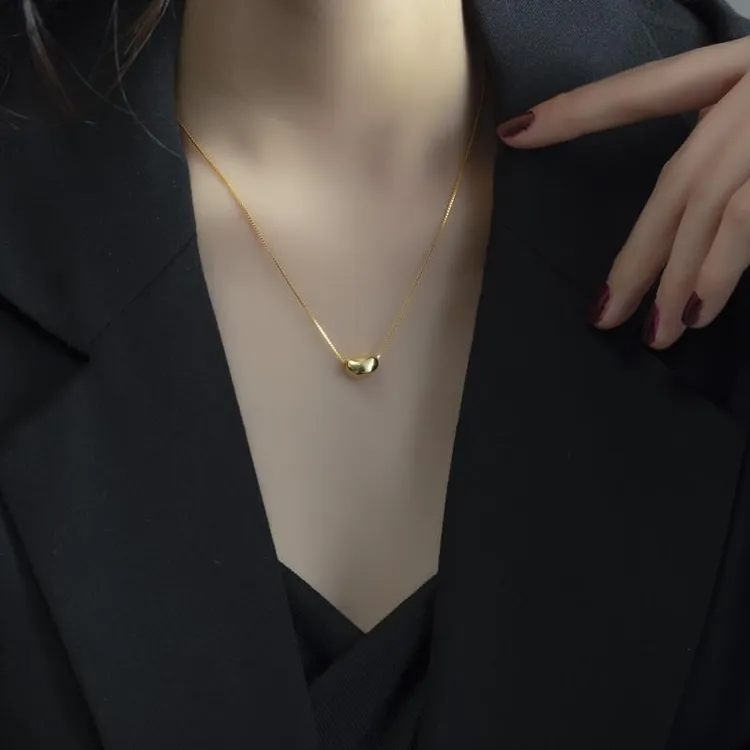 CAIEM KAIET 坠链均925银 S925纯银金色豆豆项链女轻奢气质百搭