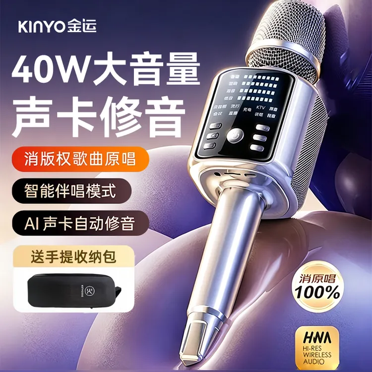 金运H9唱歌话筒音响一体机家用k歌麦克风音箱蓝牙声卡家庭ktv直播商品图