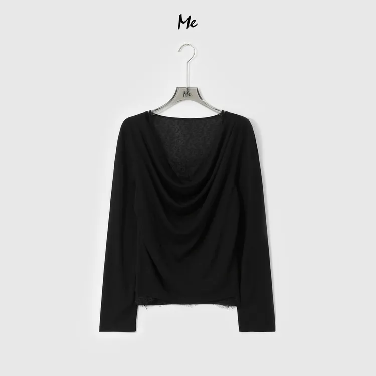 ME【云朵芭蕾衫】天丝混纺蕾丝拼接超柔荡领显瘦百搭T恤MESA0123