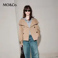 【达人专属】MOCO秋高领短款斗篷式风衣外套(附腰带)MBD3JKT001