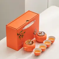 柿柿如意陶瓷茶叶罐茶具配件事事如意礼盒套装柿子茶壶茶杯礼品