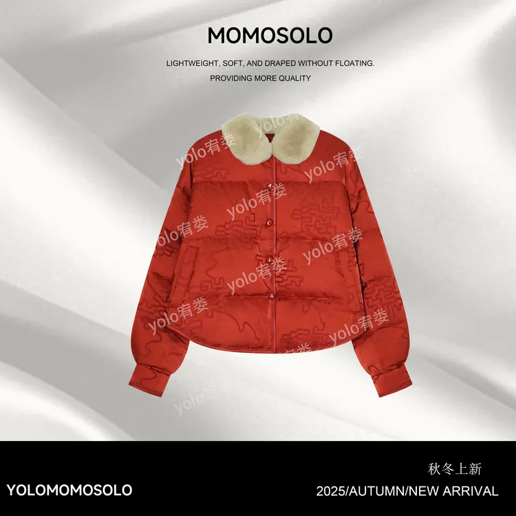 •兆丰年•2025冬100人丝獭兔毛➕90白鹅绒福纹毛领可拆鹅绒服259878