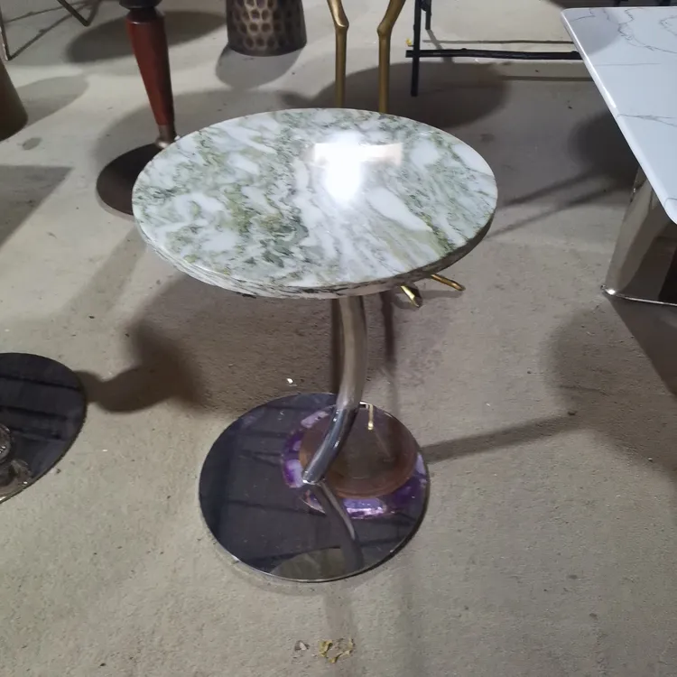 35*35*50绿芙容奢石茶几圆桌极简创意意式简约圆形轻奢家用客厅