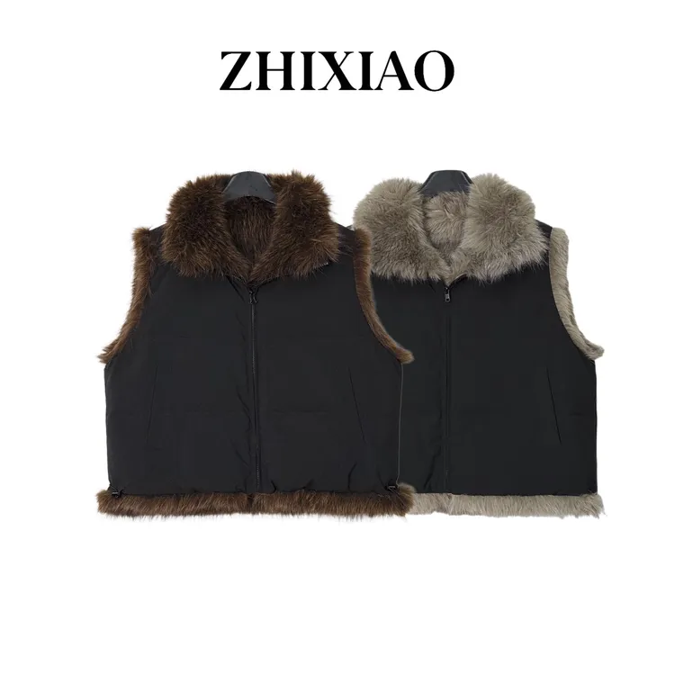 【ZHIXIAO】秋冬新款：内里毛毛拉链马甲3985