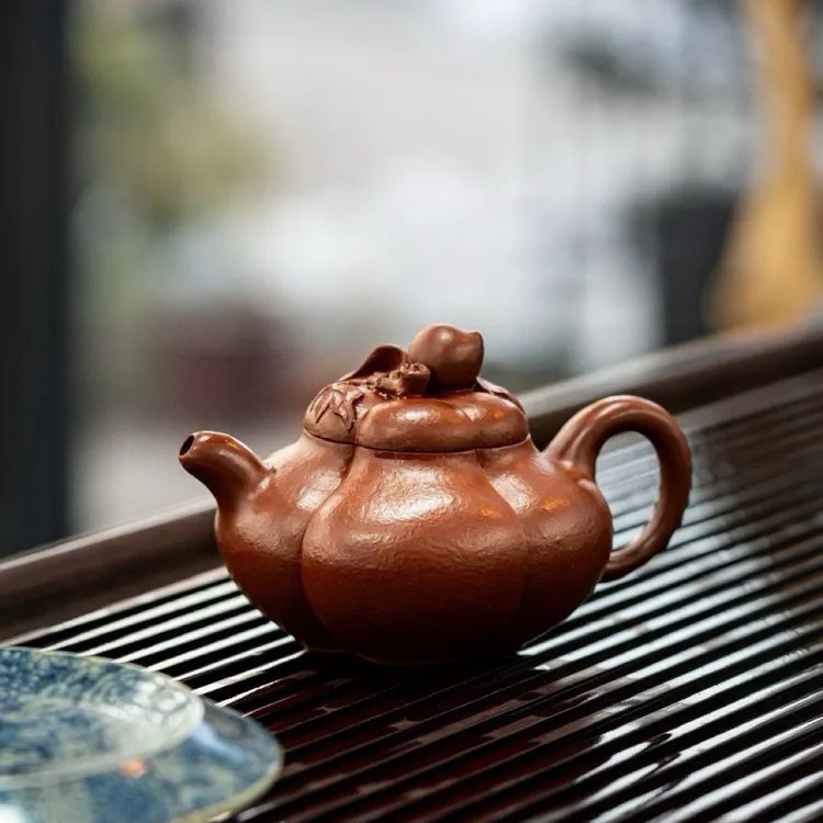 『上合桃』精品紫砂壶原矿粗砂朱泥·手制·240cc·14孔