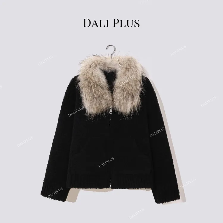 DALI PLUS“加厚全羊毛+貉子毛外套”保暖显瘦毛毛外套-D5MM3332