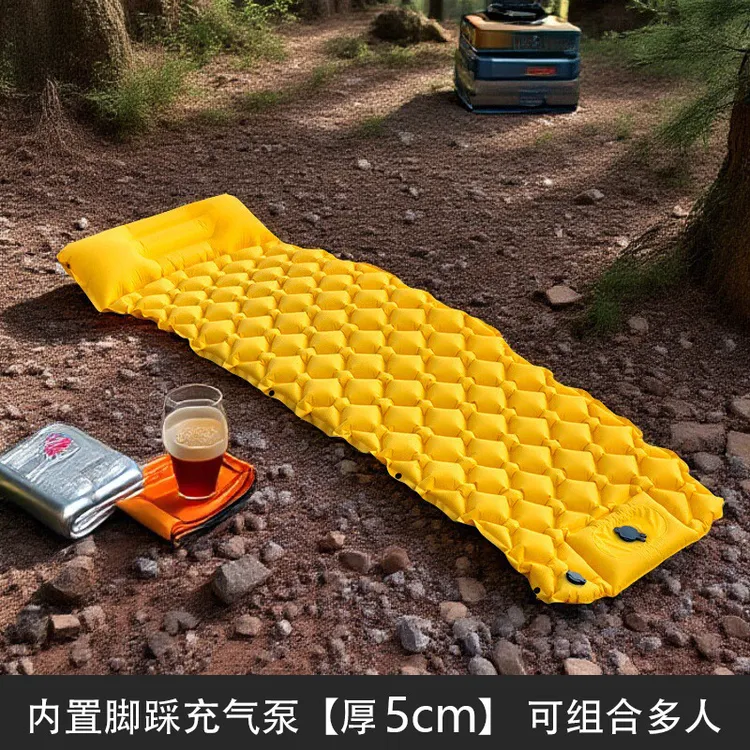 工厂现货户外脚踩充气睡垫轻量化重量600克色午休垫露营防潮垫L18