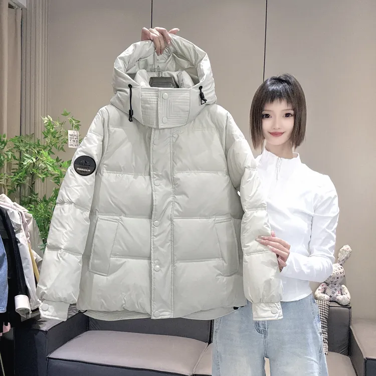 2025保暖常规连帽女短款落肩袖加厚学生时尚立领棉服外套6211