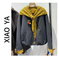 Q55136秋季新款韩系减龄撞色南瓜装饰披肩款百搭外套