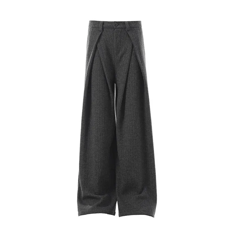 BLANKIN美式老钱风复古打褶西裤男女cleanfit阔腿宽松毛呢休闲裤