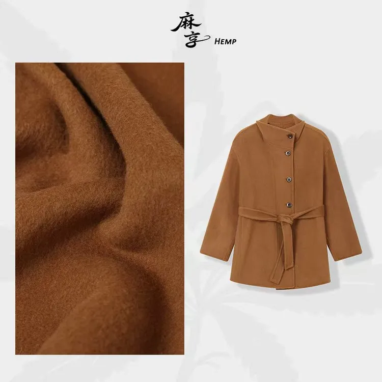 麻享【行走的维C】羊毛双面呢大衣秋冬宽松女士翻领斗篷FSY51070