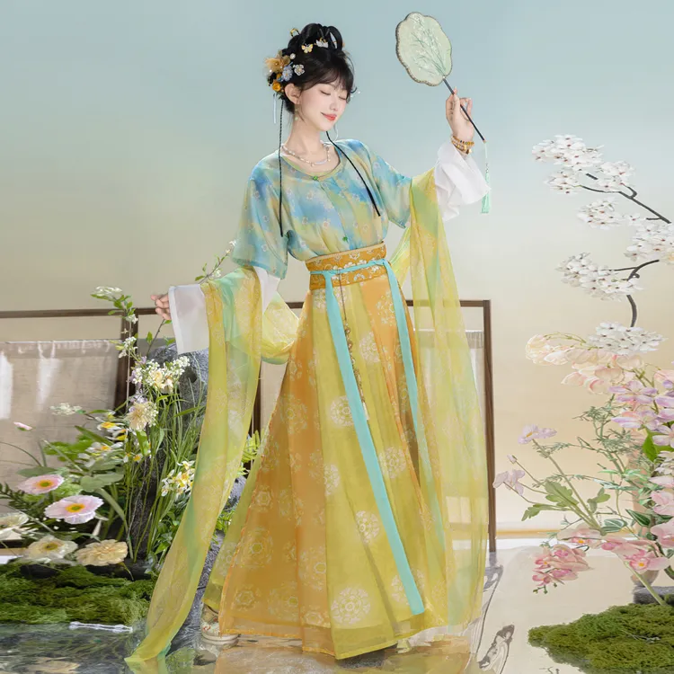 池秋记汉服【琉璃碎】唐制圆领褙子齐腰破裙日常春夏仙气汉服套装