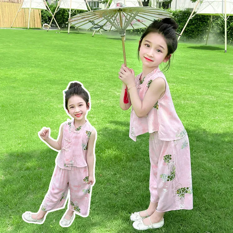 汉服女童套装夏季2025新款洋气时髦儿童新中式夏装女宝宝两件套