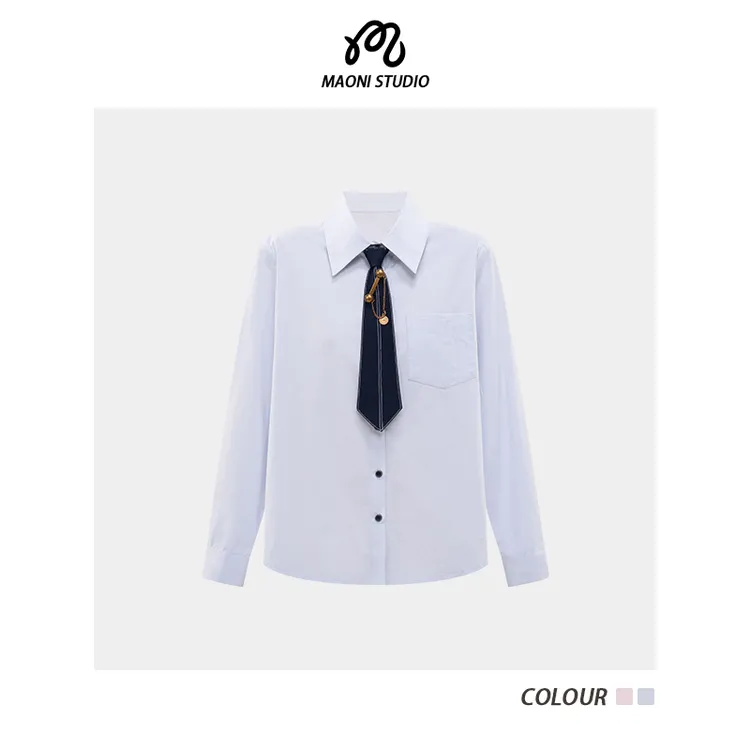 毛妮LADIESFIRST【甜美简约】马卡龙长袖衬衫女秋季新款上衣L2322
