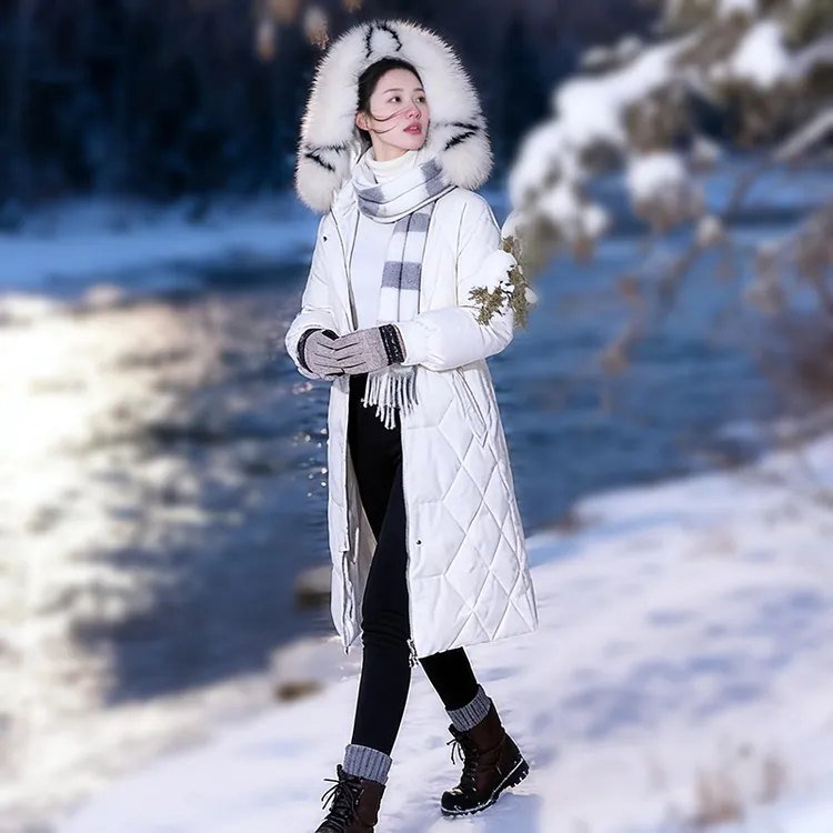 专柜正品木瓜牛奶冬季女加厚连帽长款防风保暖韩版过膝显瘦羽绒服