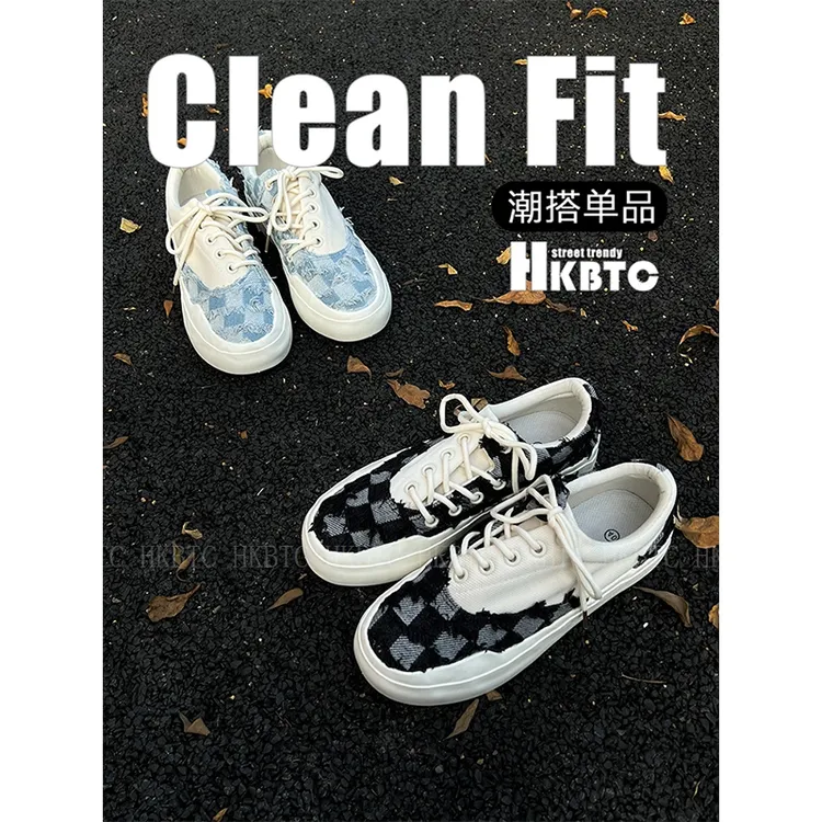 HKBTCstreet trendy“解构毛绒系列”小众设计板鞋男女款百搭帆布鞋