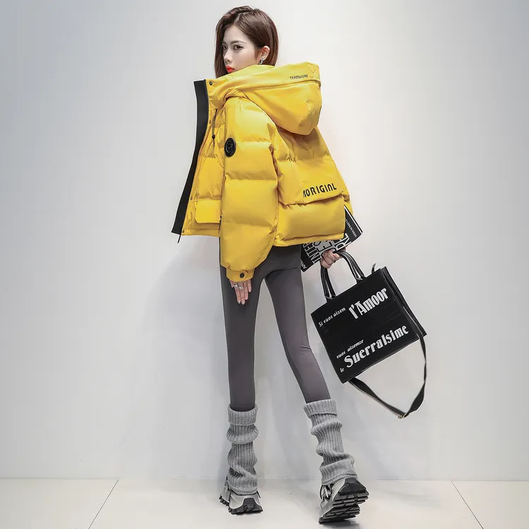 冬季时尚潮牌短款龟背羽绒服女2025新款休闲百搭廓形保暖厚外套潮