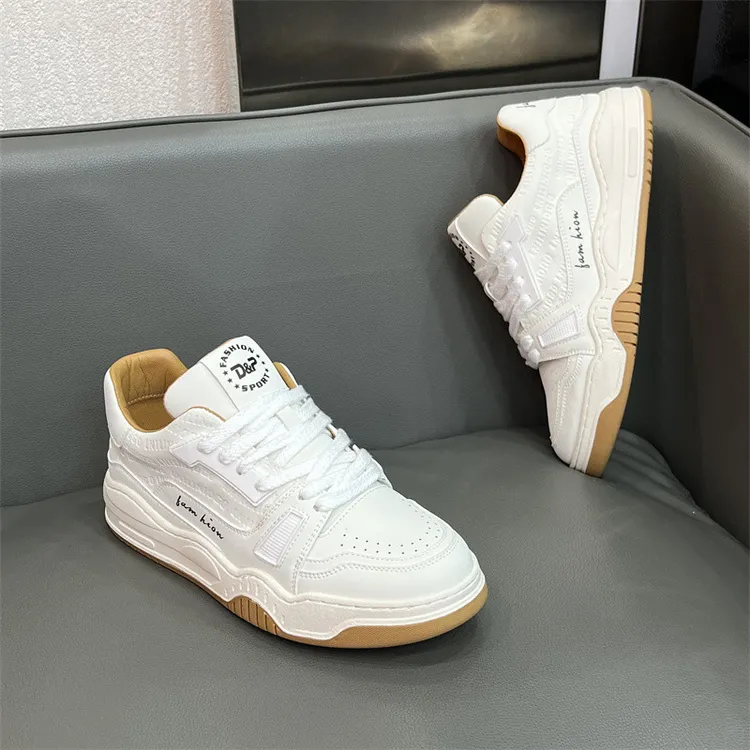 法莎尼亚板鞋男款冬季新款真皮透气百搭小白鞋潮流轻便厚底运动鞋