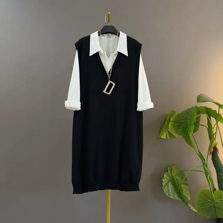 甜美休闲风时尚套装针织中长款气质两件套夏季百搭宽松遮肚大码