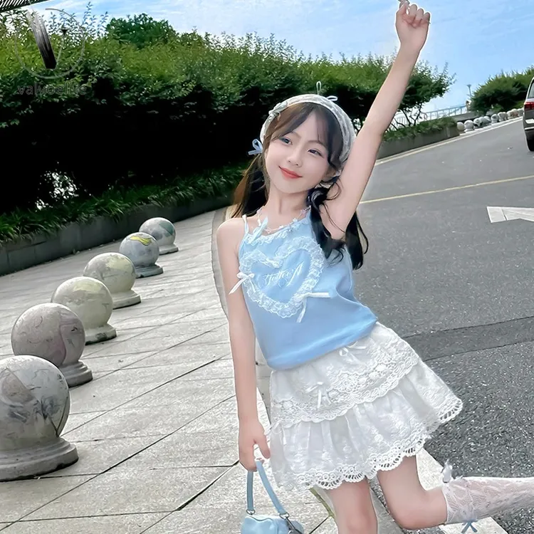 VALVOELITE女童吊带背心儿童T恤夏装新款洋气女孩打底衫夏季上衣