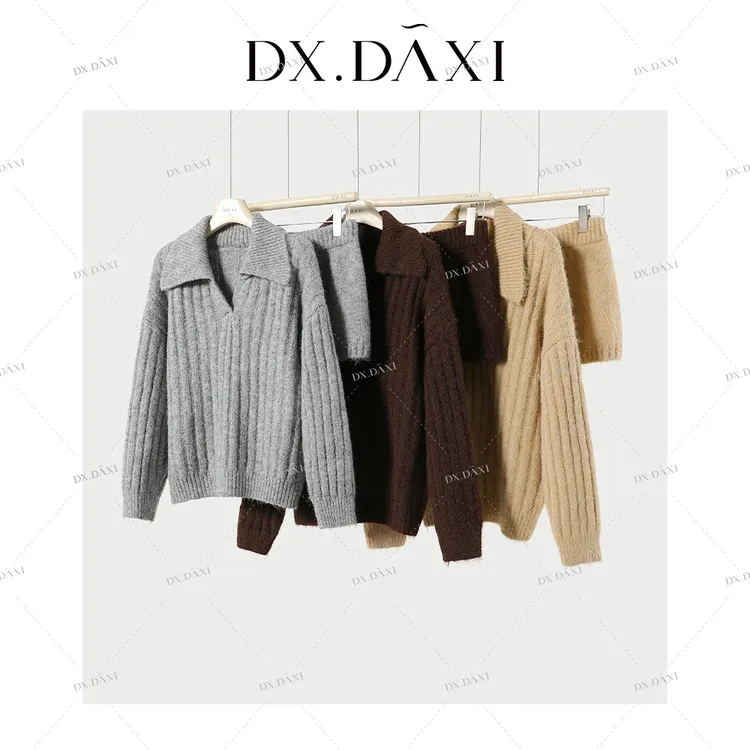 DX.DAXI【暮光时刻】 设计师款针织套装上衣+短裤