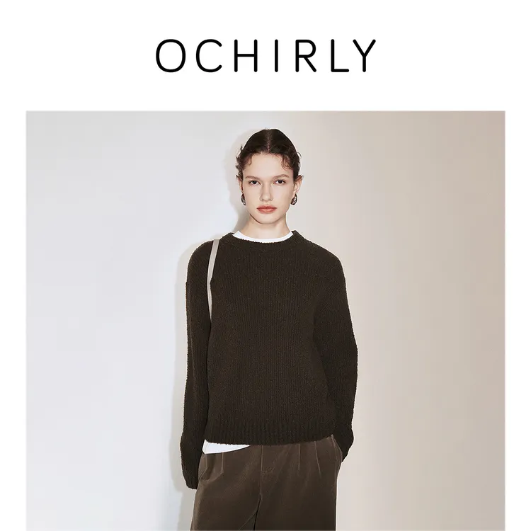 【季末折扣】欧时力 澳大利亚羊毛落肩套头毛衣针织保暖秋冬尖货