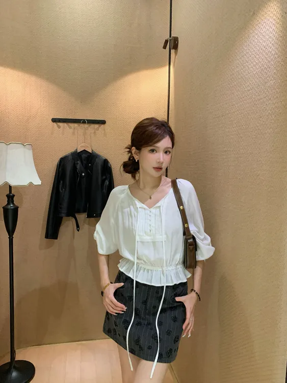 【芝士Cheese】松弛静奢 长袖chic风纯色法式系带防晒外套通勤衬衫