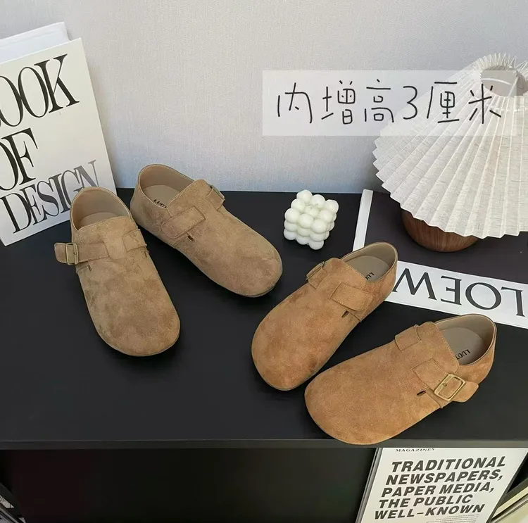 3CM 平底勃肯侧边扣秋季软底百搭休闲简约舒适时尚复古防滑