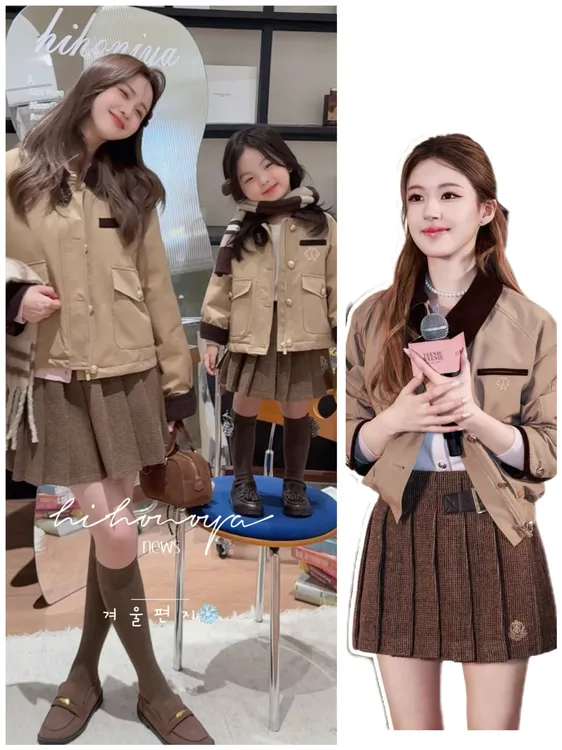 【露思同款】11Hihoniya~2025秋冬亲子复古巴恩风学院夹克羽绒服