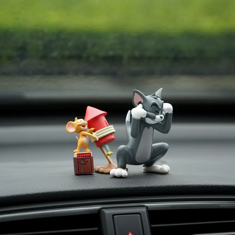 火箭汤姆和杰瑞|汽车小摆件迷你可爱猫和老鼠公仔车载车内装饰品