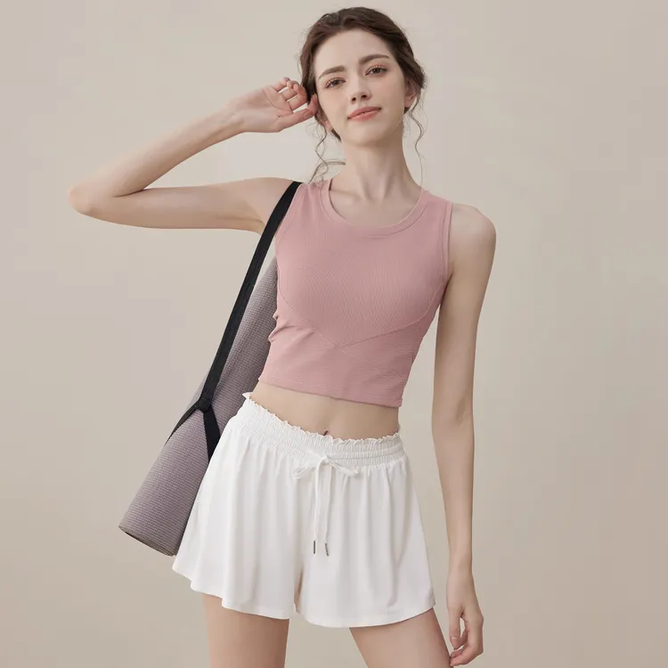 运动内衣女美背收腰瑜伽服背心一体式跑步防震外穿普拉提健身上衣