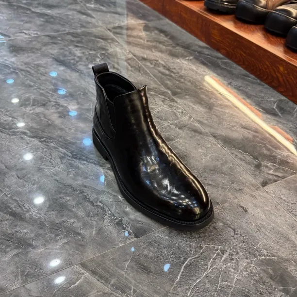 纯皮加绒切尔西靴马丁靴侧拉链款式