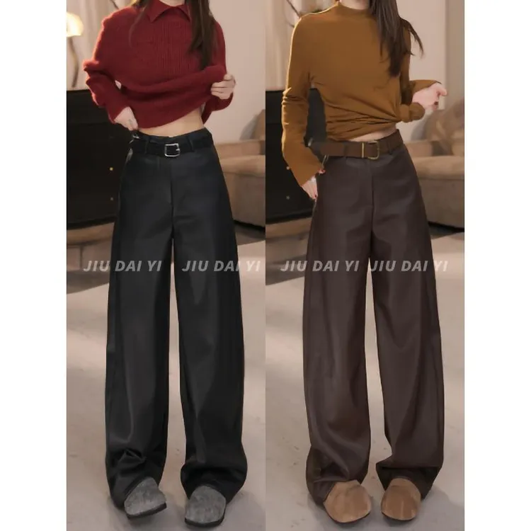 玖黛衣【质感皮裤】冬季韩版加绒气质皮裤子KZP47176Y KZP47177Y