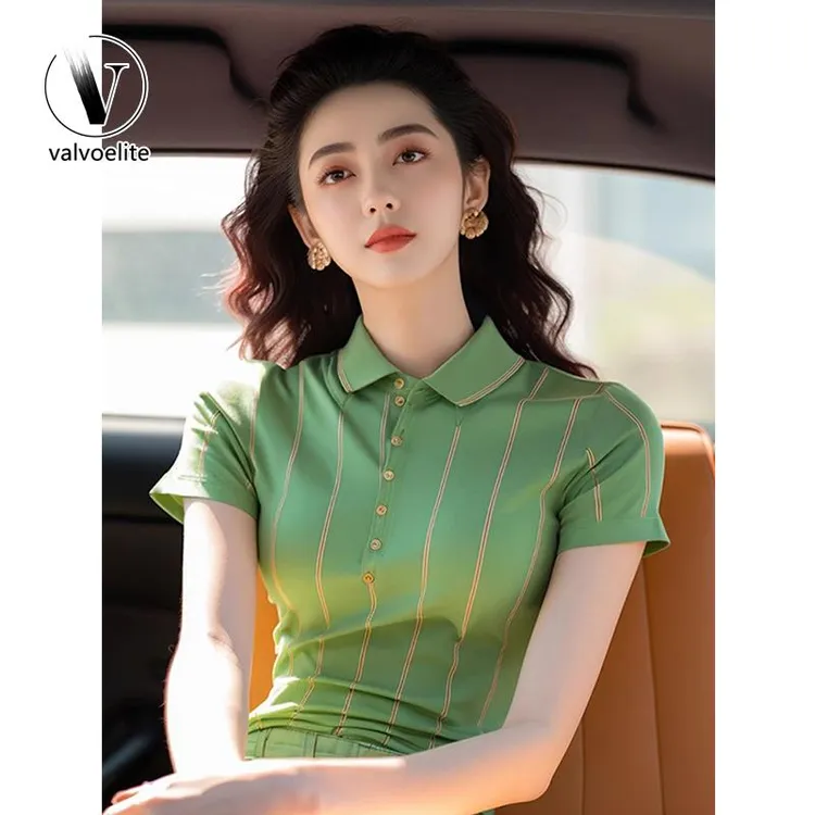 VALVOELITE夏季显瘦绝美休闲上衣设计感多巴胺时尚条纹短袖体恤女