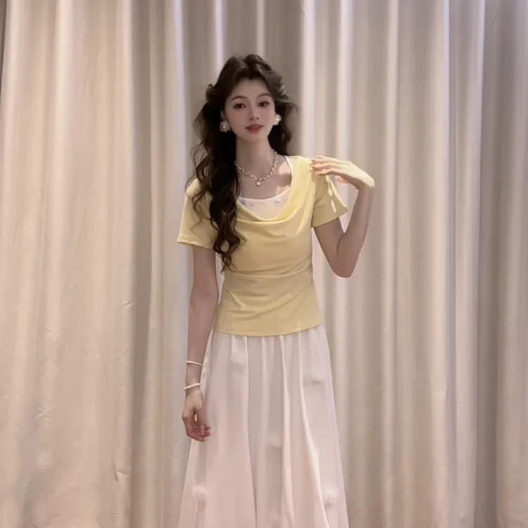 IEF/爱依服2025夏季新款法式精致小女人气质设计感百搭修身上衣