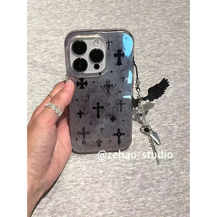 甜酷风十字架适用苹果17Promax/16手机壳vivo华为oppo小米15防摔