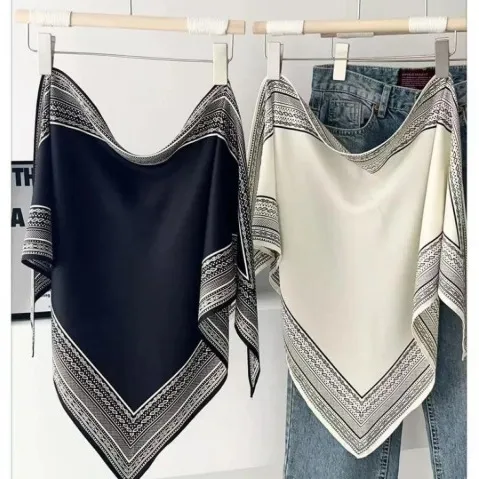 【韩国原单】夏季新款百搭发带外搭披肩女薄款透气复古简约三角巾